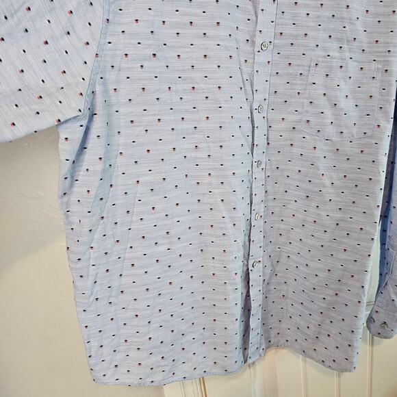 Rowm Big Button Down Shirt Mens 3XB Blue Speckled Casual Soft Cotton Long Sleeve - Picture 5 of 11